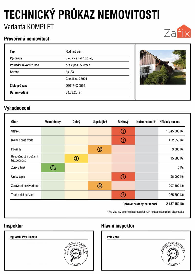 Technický průkaz nemovitosti inspekce